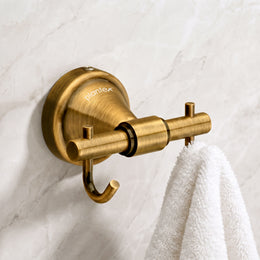 Plantex 304 Grade Stainless Steel Hooks for Hanging Clothes and Towel in Bathroom/Living Room- Niko (Brass Antique)