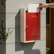 Plantex Letter Box for Home/GI Steel Mail Box/Suggestion Box for Office/Complaint Box for Hote/Post Box for Home Gate & with Secure Lock - (Red & Ivory) - Big Size Wall Mounted
