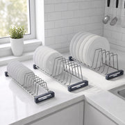 Plantex Stainless Steel Thali Stand/Saucer/Plate Rack/Dish Rack/Plate Fixer for Modular Kitchen/Tandem Box Accessories - Set of 3 (Chrome)