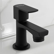 Plantex Pillar Tap for Wash Basin with Water Saving Aerator and Brass Spindle/Quarter Turn Basin Tap with Teflon Tape/Pillar Cocke for Wash Basin - Pack of 1 (Saga, Black)