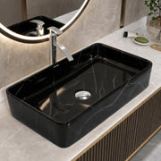 Plantex Ceramic Countertop Basin/Tabletop Washbasin/Bathroom Basin Sink/Marble Washbasin for Kitchen (White Veins, 24 x 13 x 5 Inch)