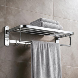Plantex 304 Grade Stainless Steel Towel Rack in Bathroom/Towel Holder in Bathroom/Cloth Hanger for Bathroom Wall/Bathroom Accessories (24 Inch) Chrome