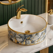 Plantex Table Top Wash Basin For Bathroom/Small Basin for Handwash/Countertop Washbasin - Indo-European Collection (16 x 16 x 6 Inch)
