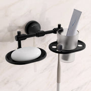 Plantex 304 Stainless Steel Soap with Tumbler Holder/Soap Stand/Soap Holder/Tooth Brush Holder/Bathroom Accessories (Niko - Black)