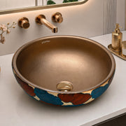 Plantex Ceramic Countertop Wash Basin/Basin for Bathroom/Designer Basin for Home/Office/Restaurant (Bronze - 16.5 x 16.5 x 6 Inch)