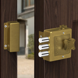 Plantex Dead Bolt Lock/Rim Lock Set for Home/Hotel/Office - Pack of 1 (Brass Antique)
