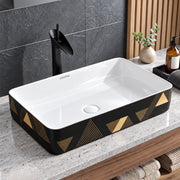 Plantex RectangularTable Top Wash Basin For Bathroom/Designer Ceramic Basin/Countertop Vessel Sink Basin - Indo-European Collection (24 x 14 x 5 Inch)