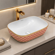 Plantex Ceramic Washbasin for Bathroom/Table Top Wash Basin/Countertop Vessel Sink Basin - Indo-European Collection - (NC-104,18 x 13 x 5 Inch)