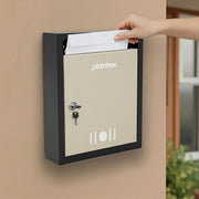 Plantex Letter Box/GI Steel Post Box/Suggestion Box/Donation Box with Key Lock/Letter Box for Home/Office/Hotel Gate/Complaint Box (Black & Ivory) - Wall Mount A4 Size