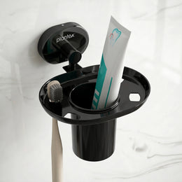 Plantex J4 Stainless Steel Toothbrush Holder for Bathroom/Toothbrush Stand for Bathroom/Tumbler Holder/Bathroom Accessories (PVD Black Finish) Onix