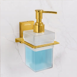 Plantex 304 Grade Stainless Steel Liquid Soap Dispenser for Bathroom/Frosted Glass Liquid Shampoo Dispenser/Hand wash Dispenser/Bathroom Accessories - Pack of 1 (Crystal, PVD Gold)