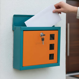 Plantex GI Steel Letter Box/Complaint Box/Small Suggestion Box for Office/Post Box for Home/Wall Mount Mail Box - (Green & Orange)