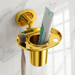 Plantex J4 Stainless Steel Toothbrush Holder for Bathroom/Toothbrush Stand for Bathroom/Tumbler Holder/Bathroom Accessories (PVD Gold Finish) Onix