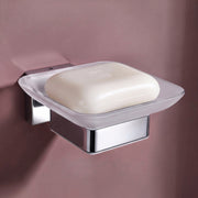 Plantex Stainless Steel Glass Soap Holder for Bathroom/Soap Dish/Soap Case/Soap Stand for Kitchen/Bathroom Accessories - Pack of 1 (Aqua, Chrome)