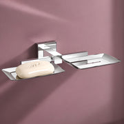 Plantex Aqua Stainless Steel Double Soap Holder for Bathroom/Soap Dish/Soap Stand for Bathroom Accessories - (Chrome)