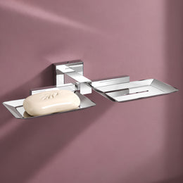 Plantex Aqua Stainless Steel Double Soap Holder for Bathroom/Soap Dish/Soap Stand for Bathroom Accessories - (Chrome)