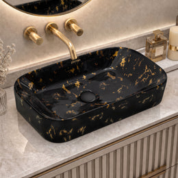 Plantex Tabletop Wash Basin for Bathroom/Designer Ceramic Basin/Rectangle Countertop Wash Basin/Home/Office (21.5 x 14 x 4.5 Inch)