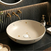 Plantex Wash Basin/Ceramic Table Top Wash Basin/Designer Countertop Basin for Bathroom/Restaurants/Hotel (Khakhi - 16 x 16 x 5 Inch)