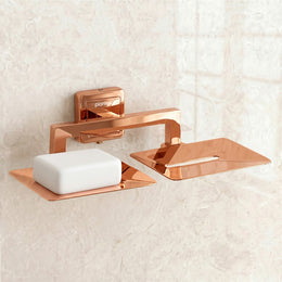 Plantex 304 Grade Stainless Steel Dual Soap Holder for Bathroom/Double Soap Dish/Stand/Soap Case/Bathroom Accessories - Decan (Rose Gold)