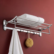 Plantex Towel Hanger for Bathroom/Stainless Steel Folding Towel Holder Stand/Towel Rack for Bathroom (18 Inch-Chrome Finish)