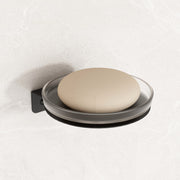 Plantex Single Soap Dish/Stainless Steel Glass Soap Holder/Case/Stand/Soap Bar for Kitchen/Bathroom Accessories - Pack of 1 (Black)