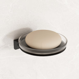 Plantex Single Soap Dish/Stainless Steel Glass Soap Holder/Case/Stand/Soap Bar for Kitchen/Bathroom Accessories - Pack of 1 (Black)