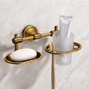 Plantex Niko Stainless Steel 304 Grade 2in1 Soap Dish with Tumbler Holder/Soap Stand/Tooth Brush Holder/Bathroom Accessories (Brass Antique)
