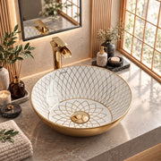 Plantex Table Top Wash Basin For Bathroom/Designer Ceramic Basin/Countertop Vessel Sink Basin - Indo-European Collection (NC-664, 16 x 16 x 5 Inch)