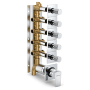 Plantex 5 Way Thermostatic Shower Diverter/Pure Brass Concealed & Exposed 5-Outlet Mixer Valve Body/Multi-Function Bathroom Diverter with Button Control - (Kubix Primium-2589)