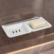 Plantex Stainless Steel Rails Double Soap Holder for Bathroom and Kitchen/Soap Stand/Bathroom Accessories for Home (11 Inch, Acrylic, White)