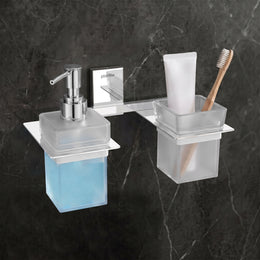 Plantex 304 Grade Stainless Steel Liquid Soap Dispenser/Tumbler Holder/Toothbrush Holder/Bathroom Accessories (Crystal - Chrome)