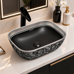Plantex Wash Basin for Bathroom/Ceramic Table Top Washbasin/Countertop Vessel Sink Basin - Indo-European Collection (EQTT-521,18 x13x 5 Inch)
