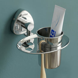 Plantex J4 Stainless Steel Toothbrush Holder for Bathroom/Toothbrush Stand for Bathroom/Tumbler Holder/Bathroom Accessories (Chrome Finish) Angel