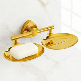 Plantex J4 Stainless Steel Double Soap Dish for Bathroom/Soap Holder for Bathroom/Wall Mounted Soap Holder/Bathroom Accessories (PVD Gold Finish) Angel