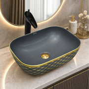 Plantex Table Top Wash Basin For Bathroom/Designer Ceramic Washbasin/Countertop Vessel Sink Basin - Indo-European Collection (EQTT-468, 18 x 13 x 5 Inch)