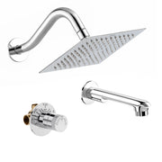 Plantex Shower Combo Set for Bathroom/Brass Single Knob Diverter/Bathtub Spout/8x8 Inch Ultra Slim Overhead Shower/11-Inch S-Shaped Shower Arm – Chrome