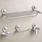 Plantex Stainless Steel 4pcs Bathroom Accessories Set- Towel Rack/Tumbler Holder/Soap Dish Stand/Napkin Ring/Bathroom Organiser Set of 4(Chrome)
