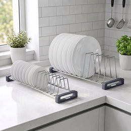Plantex Stainless Steel Thali Stand/Plate Rack-Stand/Dish Rack/Plate Fixer for Modular Kitchen/Tandem Box Accessories- Set of 2 (Chrome)