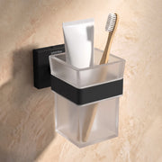 Plantex Stainless Steel Tumbler Holder for Bathroom/Toothbrush Glass Holder/Bathroom Accessories - Pack of 1, Aqua (Black)