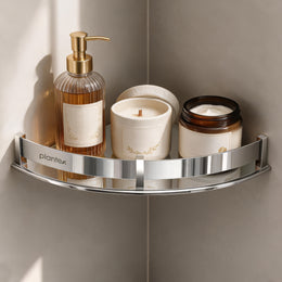 Plantex Corner Shelf for Bathroom Wall/Stainless Steel Bathroom Shelf/Side Corner Shelf/Bathroom Storage Organizer (12x12 inches, Chrome)