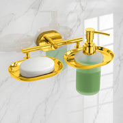 Plantex J4 Stainless Steel Soap Dish with Liquid Dispenser/Soap Stand for Bathroom Wall Mount/Shampoo Dispenser/Bathroom Accessories (PVD Gold Finish) Onix