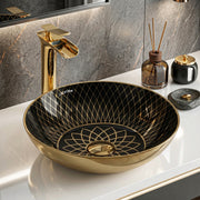 Plantex Table Top Wash Basin For Bathroom/Designer Ceramic Basin/Countertop Vessel Sink Basin - Indo-European Collection (16 x 16 x 5 Inch)