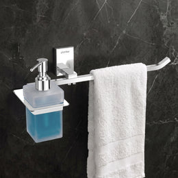 Plantex 304 Grade Stainless Steel Liquid Soap Dispenser/Shampoo Dispenser/Napkin Ring/Towel Holder for Bathroom/Bathroom Accessories - Crystal (1420-Chrome)