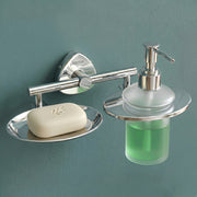 Plantex J4 Stainless Steel Soap Dish with Liquid Dispenser/Soap Stand for Bathroom Wall Mount/Shampoo Dispenser/Bathroom Accessories (Chrome Finish) Angel