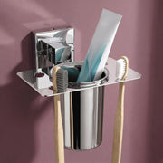 Plantex Stainless Steel Toothbrush Holder for Bathroom/Wall Mounted Toothbrush Holder/Bathroom Accessories - (Chrome)