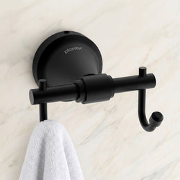 Plantex 304 Grade Stainless Steel Hooks for Hanging Clothes and Towel in Bathroom/Living Room - Niko (Black)