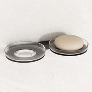 Plantex Double Soap Dish/Stainless Steel Glass Dual Soap Holder/Case/Stand/Soap Bar for Kitchen/Bathroom Accessories - Pack of 1 (Black)