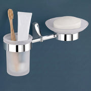 Plantex Rich Brass Bathroom Accessories - Unique Tooth Brush Holder/Tumbler Holder/Toothpaste Holder(Chrome)