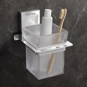 Plantex 304 Grade Stainless Steel Glass Tumbler Holder/Toothbrush Holder for Bathroom/Bathroom Accessories - Crystal (Chrome)