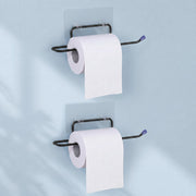 Plantex Self Adhesive GI Steel Toilet Paper Holder Self Adhesive/Toilet Paper Roll Holder/Tissue Paper Roll Holder for Bathroom (Black - Pack of 2)